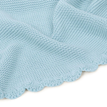 Teddy Bear- Baby Blue Cotton Knitted All Season AC Blanket with Cuddle Cloth Set for Babies