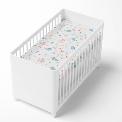 Vitamin Sea Cotton Fitted Crib Sheet.