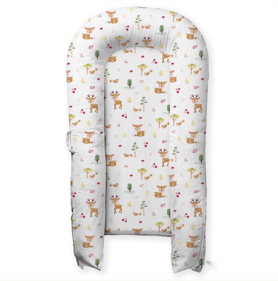 Whimsical Woodland Baby Sleeping Nest, Portable Adjustable Newborn Crib Bassinet, 0-24 Months