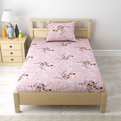 100% Cotton Single Size Bedsheet, Pink