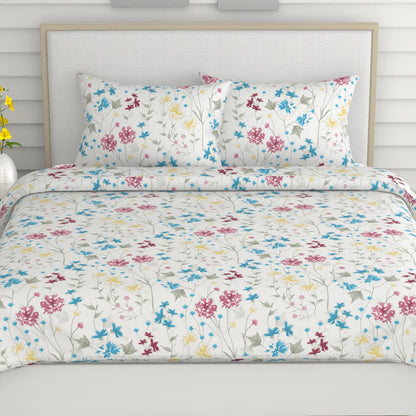Floral Favors 100% Cotton King Size Bedsheet, 186 TC, Multi
